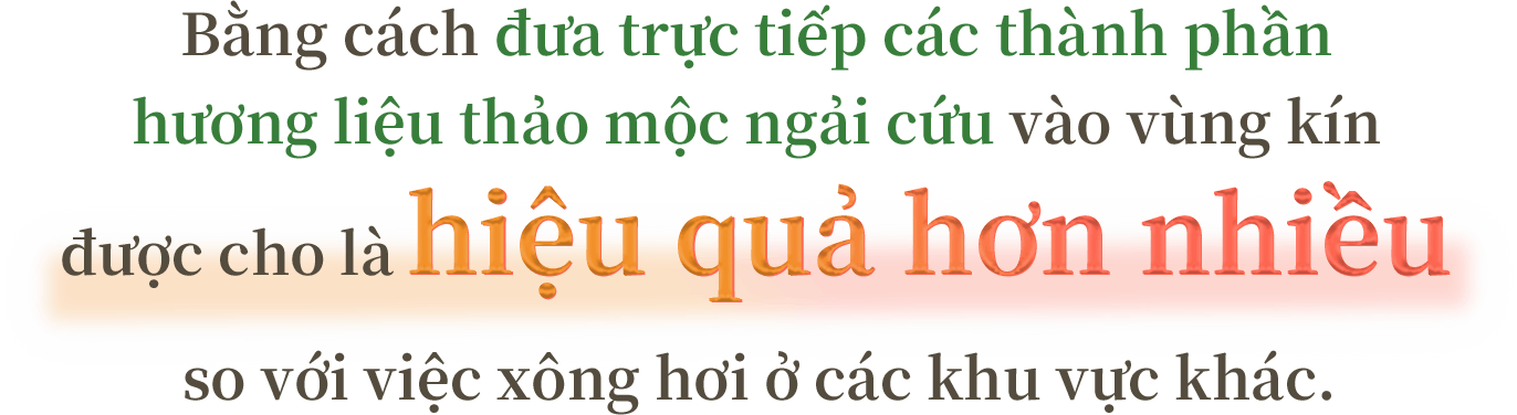 Bằng cách đưa trực tiếp các thành phần hương liệu thảo mộc ngải cứu vào vùng kín được cho là hiệu quả hơn nhiều